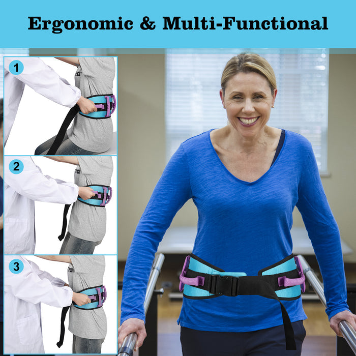 Gait Belt Transfer Aid with 7 Handles & Quick-Release Buckle
