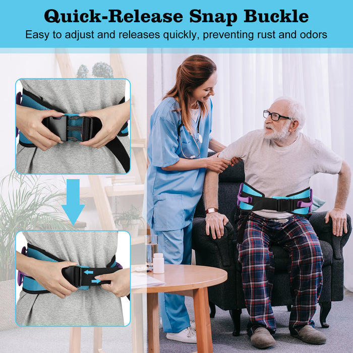 Gait Belt Transfer Aid with 7 Handles & Quick-Release Buckle