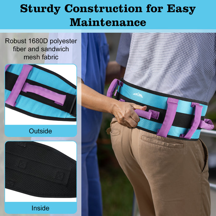 Gait Belt Transfer Aid with 7 Handles & Quick-Release Buckle