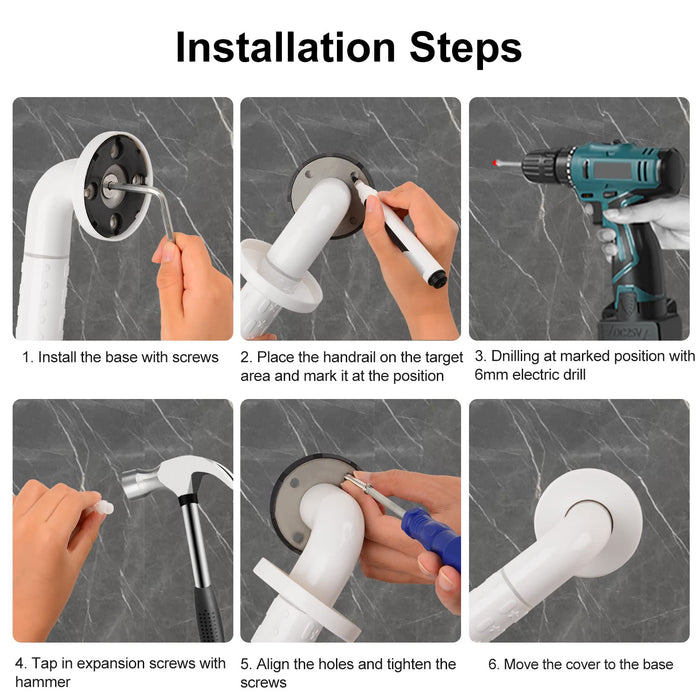 Glow Bathroom Grab Bar Stainless Steel Non-Slip Safety Rail 450 lbs