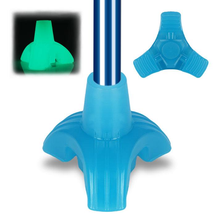 Glow-in-the-Dark 3-Prong Cane Tip, Non-Slip Rubber Base for 3/4 Canes