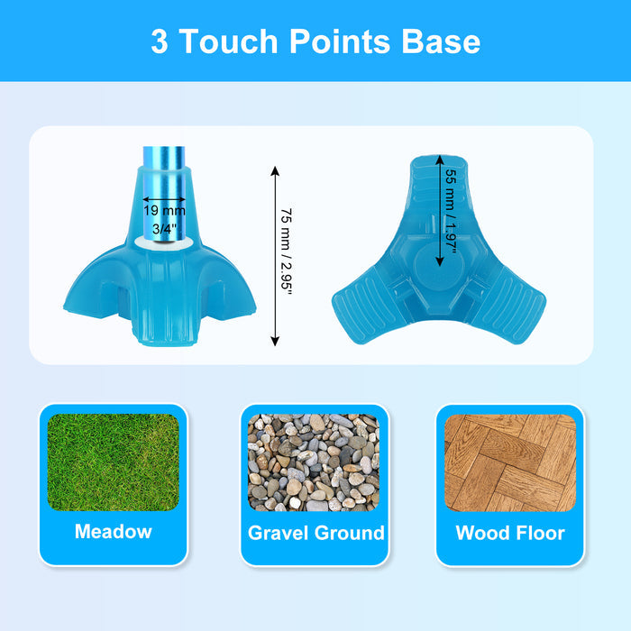 Glow-in-the-Dark 3-Prong Cane Tip, Non-Slip Rubber Base for 3/4 Canes