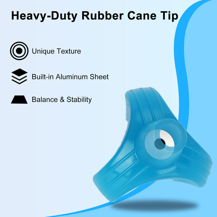 Glow-in-the-Dark 3-Prong Cane Tip, Non-Slip Rubber Base for 3/4 Canes