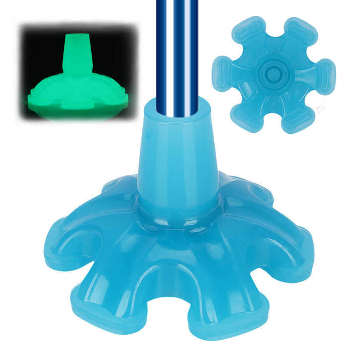 Glow-in-the-Dark 6-Prong Cane Tip, Self-Standing Heavy Duty Rubber Base for 3/4 Canes