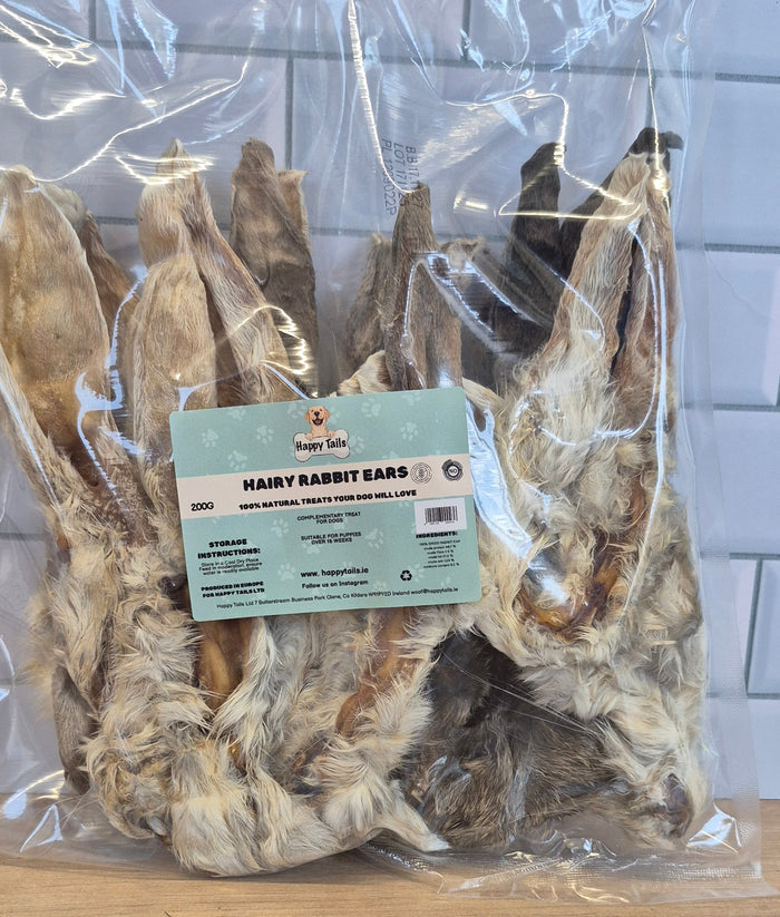 Happy Tails Hairy Rabbit Ear Dog Chew.