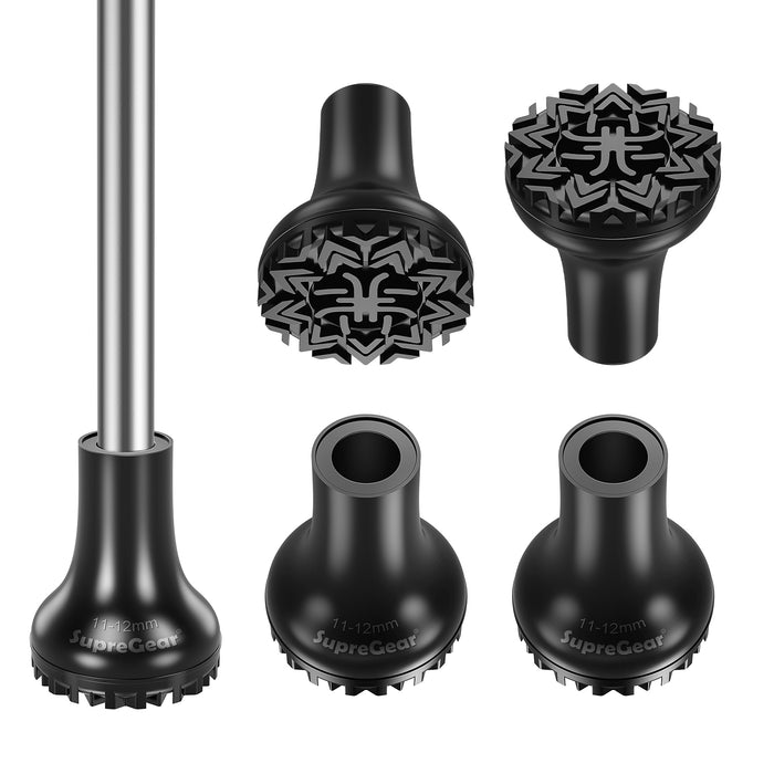 Heavy Duty Trekking Pole Tips, Wide Base Non-Slip Rubber Replacement Ends with Shock Absorption for Hiking Poles and Walking Sticks