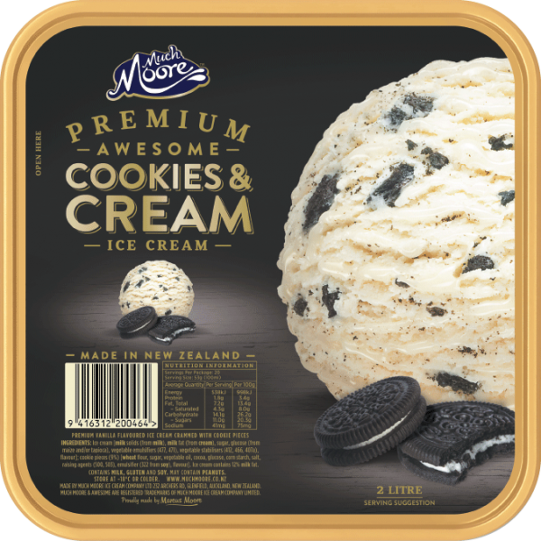 Ice Cream, Much Moore Premium Awesome Cookies & Cream 2L