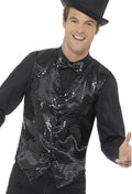 Men's Black Sequin Waistcoat