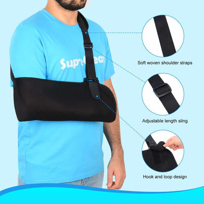 Mesh Arm Sling Shoulder Immobilizer Adjustable Support for Injury Recovery