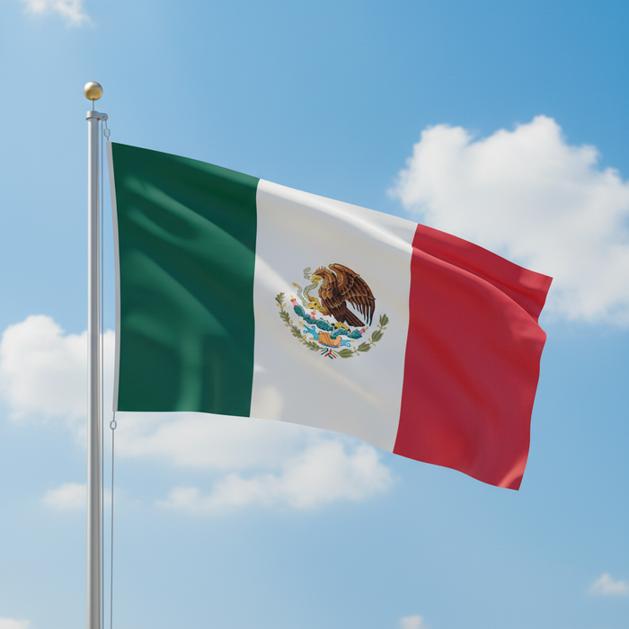 Mexican Flag on Pole Outdoors