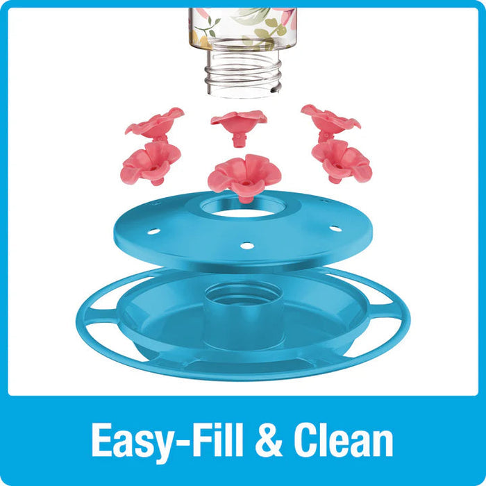 Nature's Way Bird Products Charming Peony Decorative Glass Hummingbird Feeder
