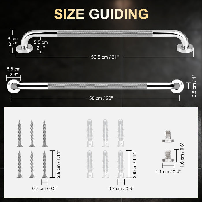 Non Slip Bathroom Grab Bar Stainless Steel Safety Support Rail 12 Inch