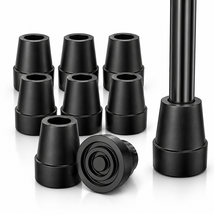 Non-Slip Rubber Cane Tip Replacement, Heavy Duty Walking Cane Foot with Metal Insert for Stability and Support