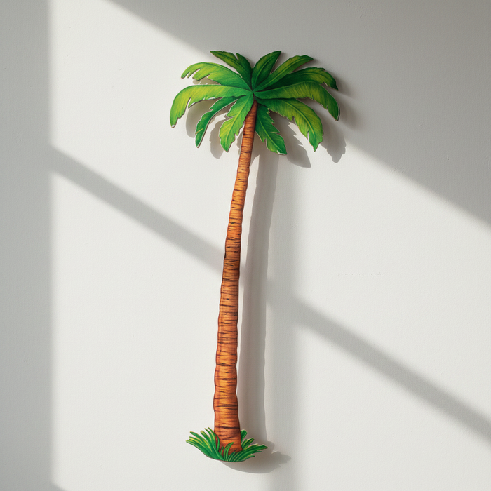 Palm Tree Cardboard Cut Out on Wall with Light and Shade