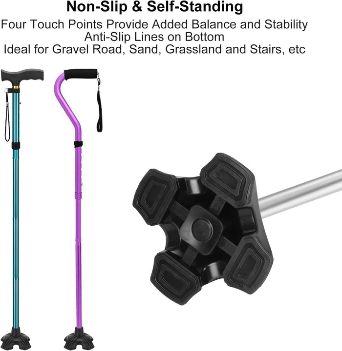 Quad Cane Tip Replacement 4 Point Self Standing Anti Slip Rubber Base