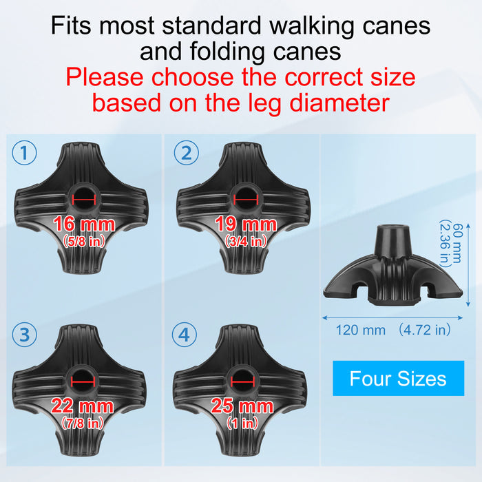 Quad Cane Tip Replacement 4 Point Self Standing Anti Slip Rubber Base
