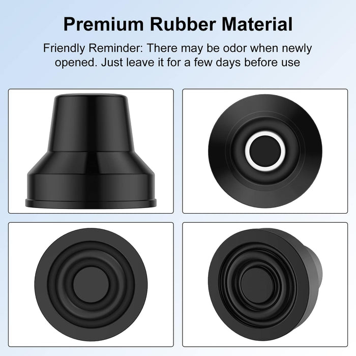 Quad Cane Tips 12 Pack Heavy Duty Non-Slip Rubber Replacement Feet