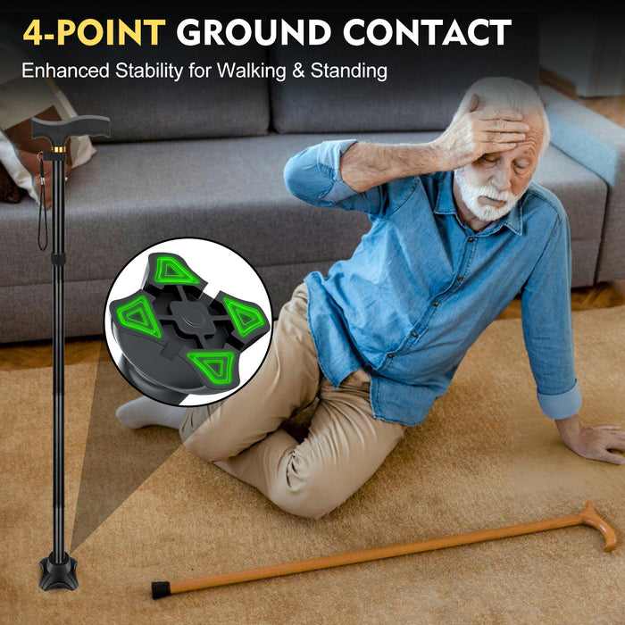 Quad Cane Tips 2-Pack, Non-Slip 4-Prong Rubber Replacement Feet with Metal Insert for Walking Canes and Mobility Support