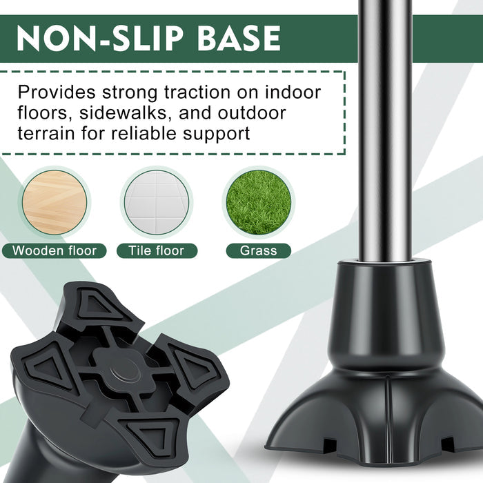 Quad Cane Tips 2-Pack, Non-Slip 4-Prong Rubber Replacement Feet with Metal Insert for Walking Canes and Mobility Support