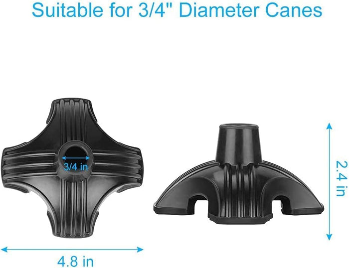 Quad Cane Tips 3/4 Inch 2-Pack 4-Point Stability Rubber Replacement Tips