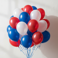 Double Red White Blue Balloon Bundle with Background