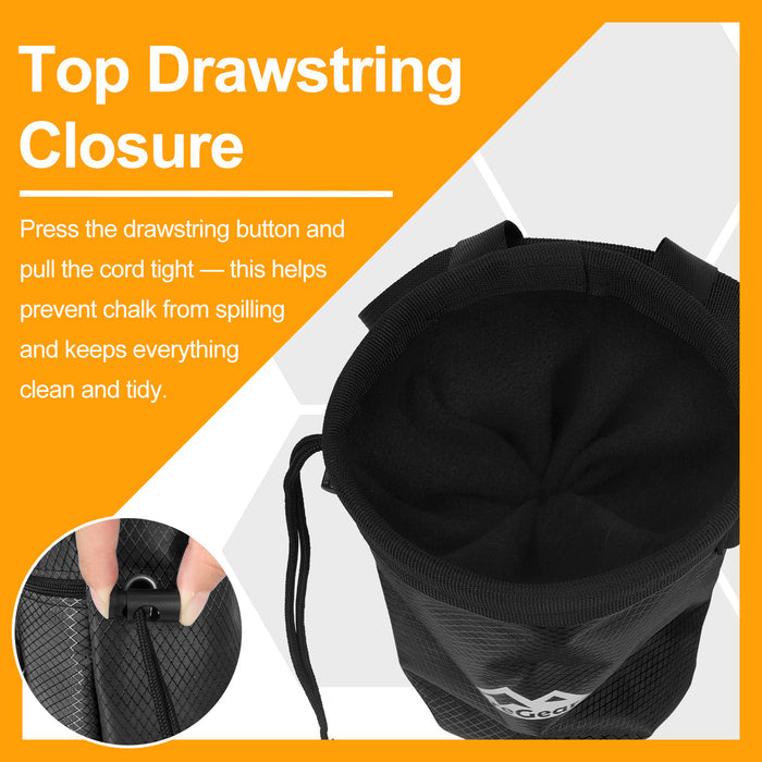 Rock Climbing Chalk Bag with Zipper Pocket, Brush Holder & Strap