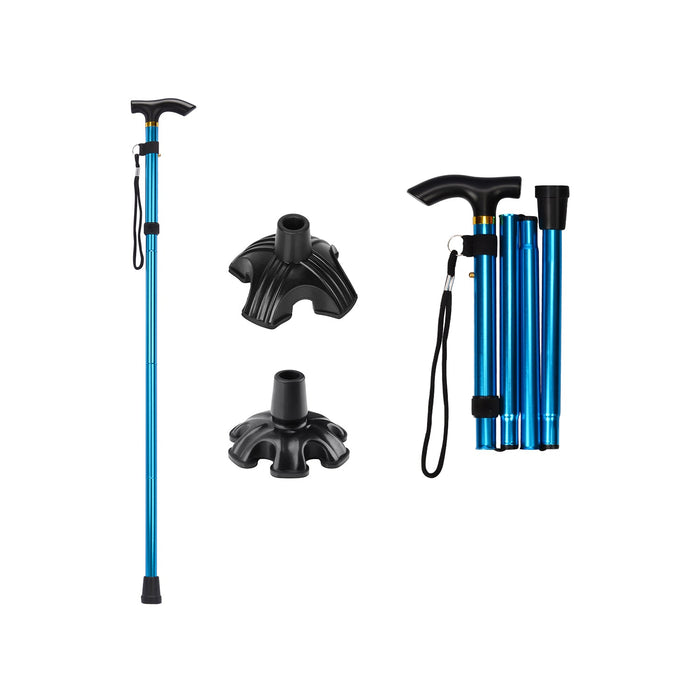 Save 40% - Cane Set: Folding Cane x 1, 4-Prong Cane Tips (3/4 ) x 1, 6-Prong Cane Tips (3/4 ) x 1