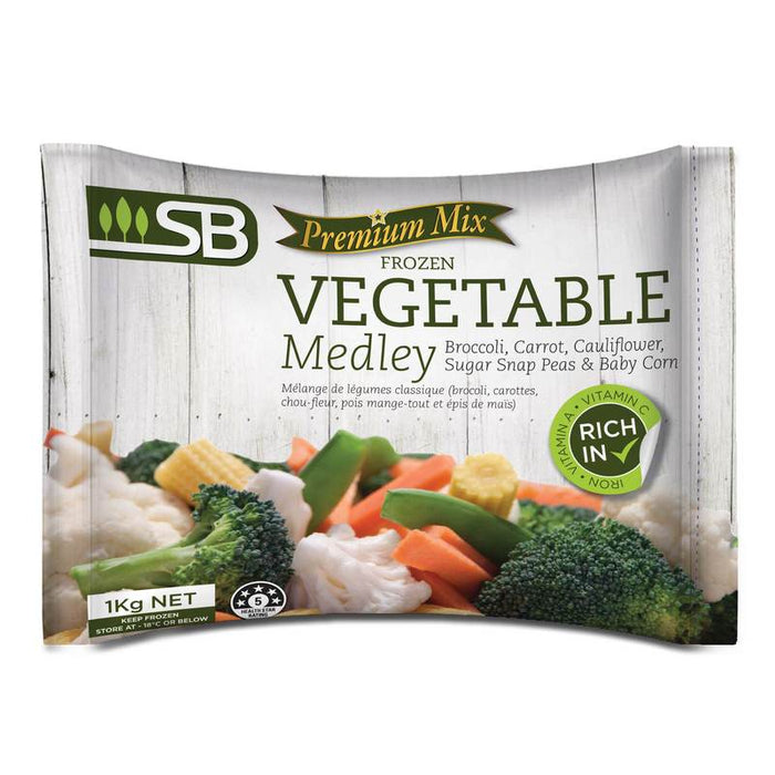 SB, Premium Vege Mix 1kg, (Carrot, Cauliflower, Broccoli, Sugar Snap Peas, Baby Corn)