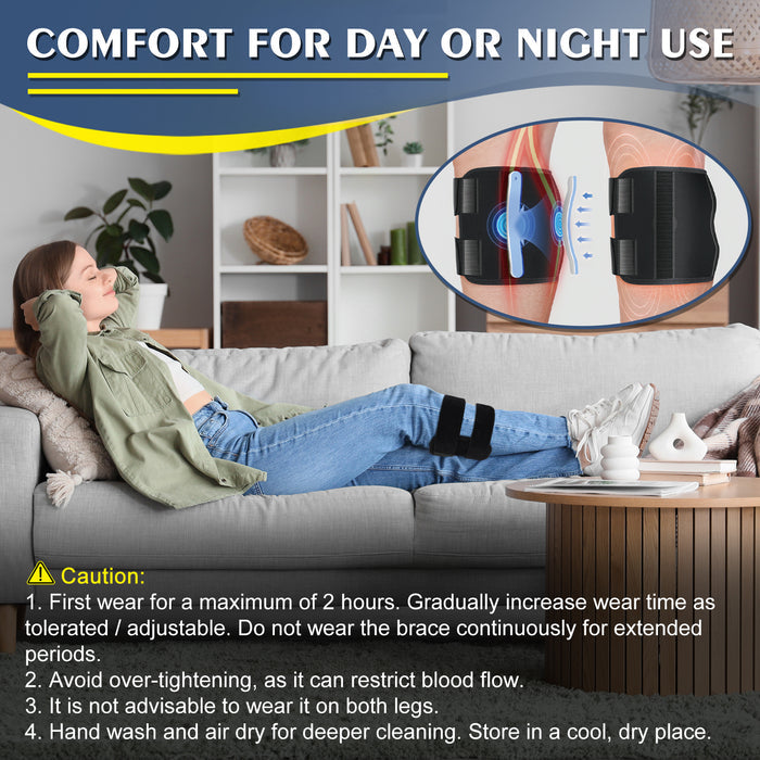 Sciatica Relief Knee Brace with Adjustable Compression Pads, Dual Strap Support for Leg, Hip and Lower Back Comfort