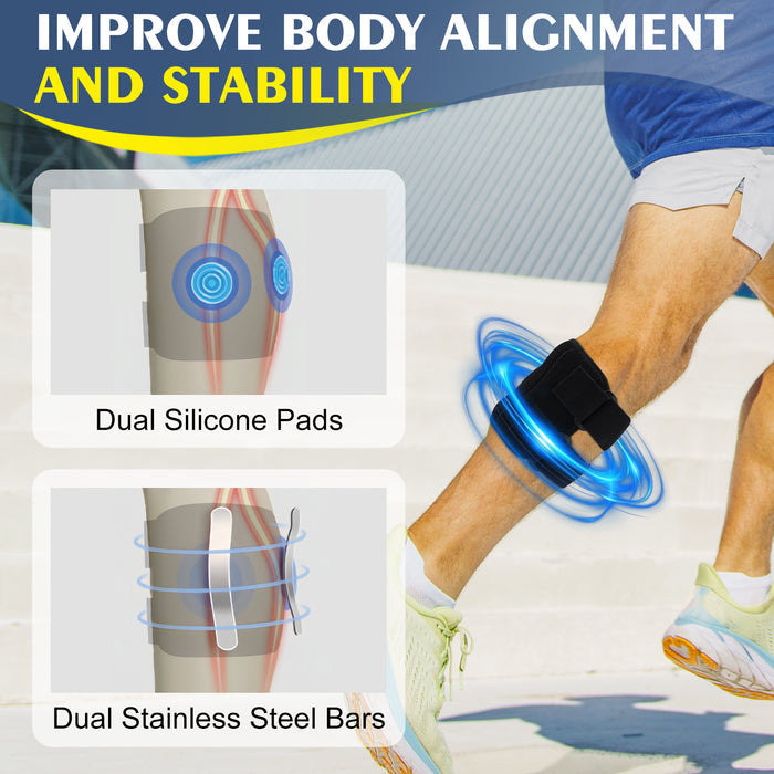 Sciatica Relief Knee Brace with Adjustable Compression Pads, Dual Strap Support for Leg, Hip and Lower Back Comfort