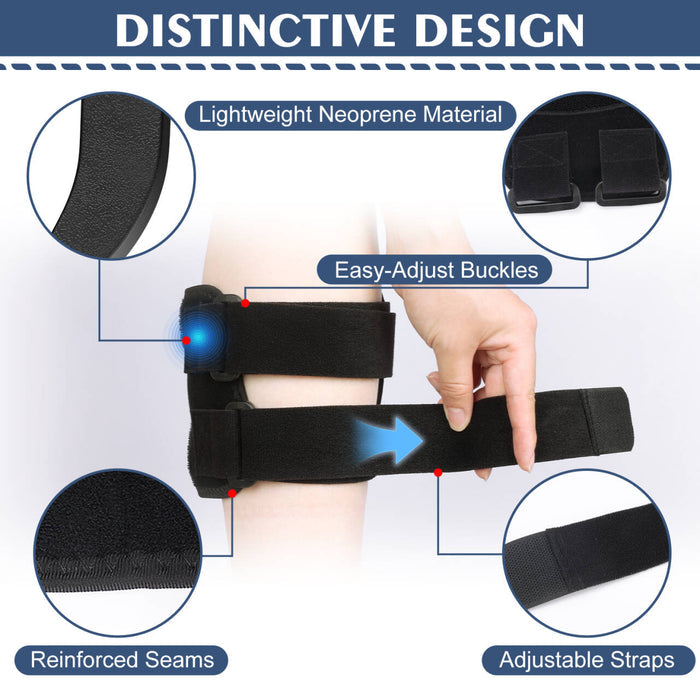 Sciatica Relief Knee Brace with Adjustable Compression Pads, Dual Strap Support for Leg, Hip and Lower Back Comfort