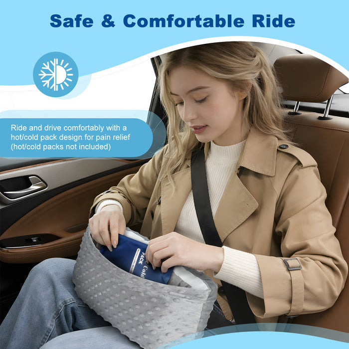 Seatbelt Pillow with Hot and Cold Pocket, Adjustable Comfort Cushion for Car Travel, Recovery Support and Seat Belt Pressure Relief