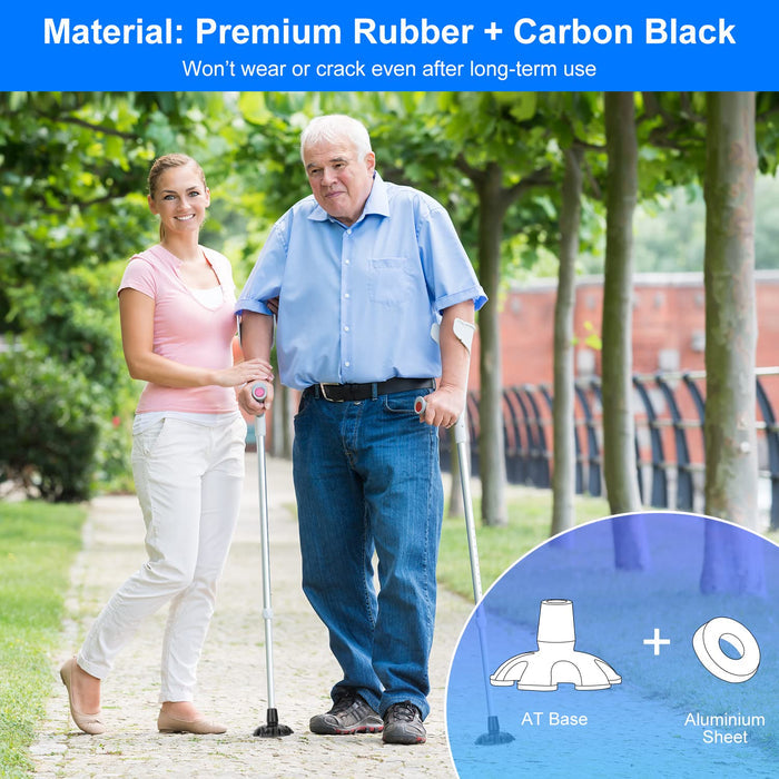 Self Standing Cane Tip 3/4 Inch 6-Prong Anti-Slip Rubber Replacement