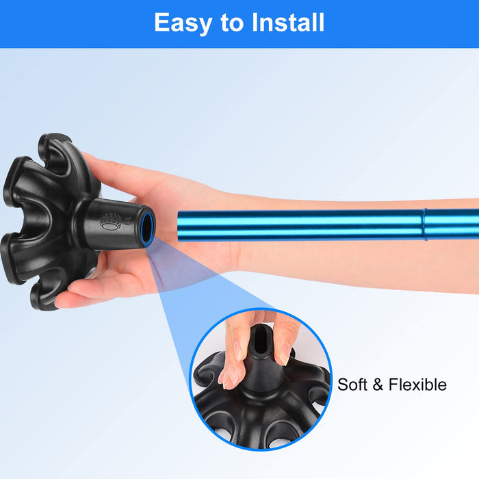 Self Standing Cane Tip 3/4 Inch 6-Prong Anti-Slip Rubber Replacement