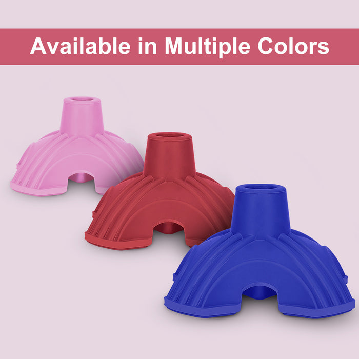 Self-Standing Cane Tip, 3/4" Quad Rubber Base with Anti-Slip Support for Canes