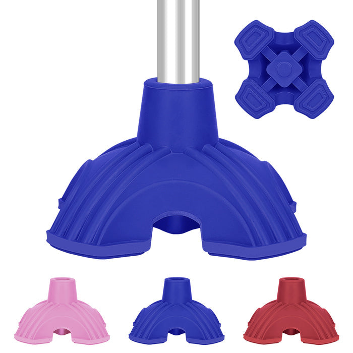 Self-Standing Cane Tip, 3/4" Quad Rubber Base with Anti-Slip Support for Canes