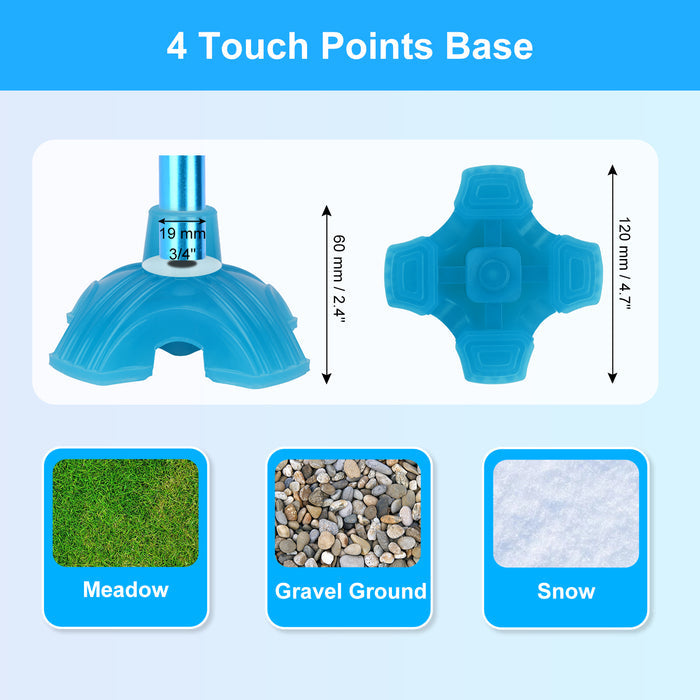 Self-Standing Cane Tip Glow in the Dark 4-Prong Rubber Quad Base 3/4 Inch