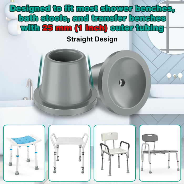 Shower Chair Replacement Feet 4 Pack Non Slip Rubber Tips for Bath Chairs 1-1/8 Inch