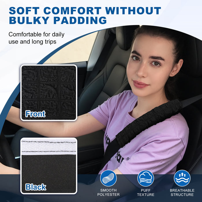 Soft Puff Seat Belt Shoulder Cover 2-Pack, Lightweight Neck and Shoulder Relief Pad for Car Seat Belts, Backpacks and Travel Bags