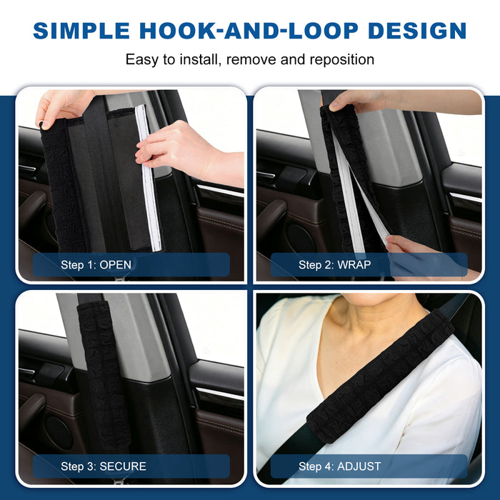 Seat Belt Shoulder Pads 2 Pack, Soft Lightweight Cushion Covers for Car Belts, Backpacks and Luggage Straps