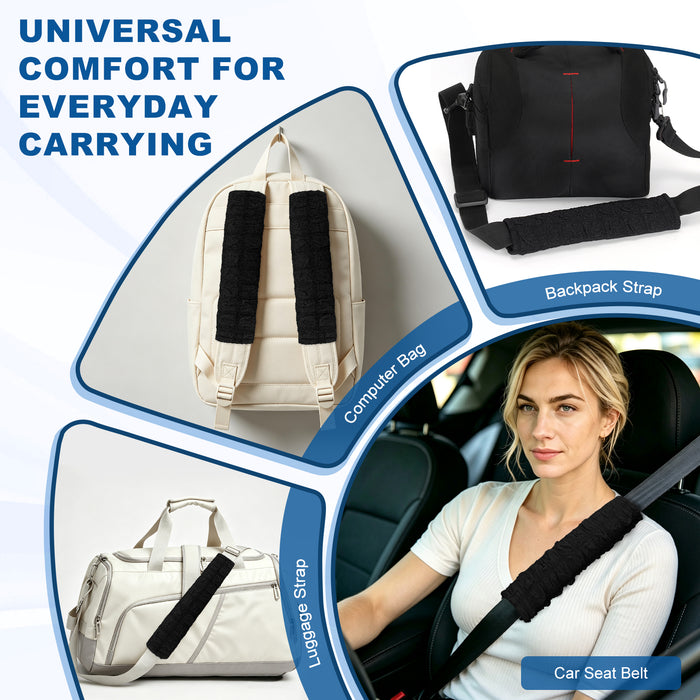 Seat Belt Shoulder Pads 2 Pack, Soft Lightweight Cushion Covers for Car Belts, Backpacks and Luggage Straps