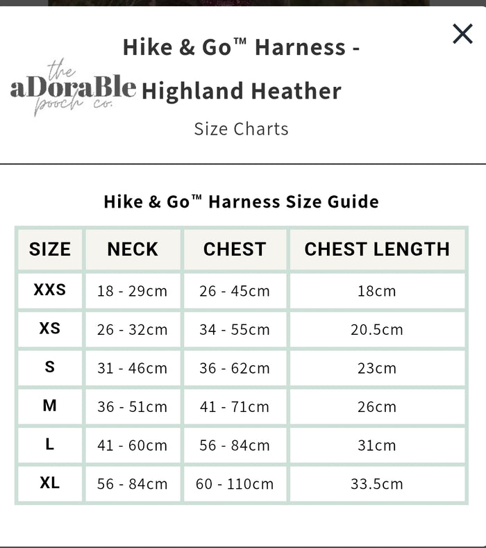 The Adorable Pooch Company- Hike & Go™ Harness - Highland Heather