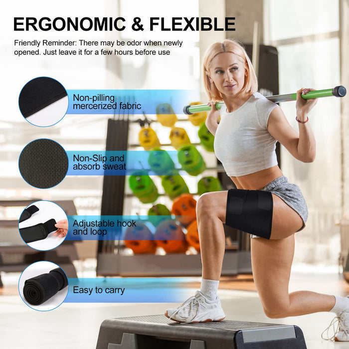Thigh Brace for Hamstring Strain & Muscle Support Adjustable Compression Wrap