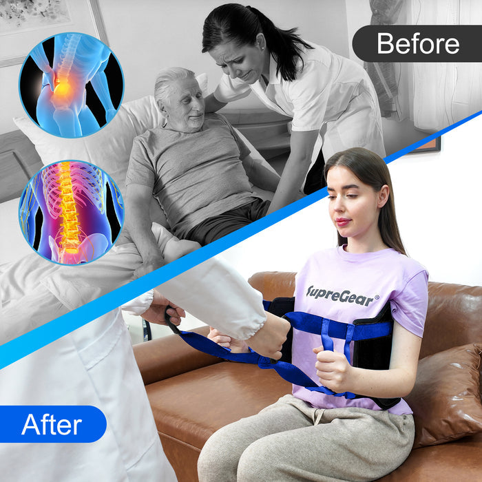 35 Inch Transfer Sling with 6 Padded Handles, Heavy Duty Gait Belt for Elderly Patient Transfer and Mobility Assistance