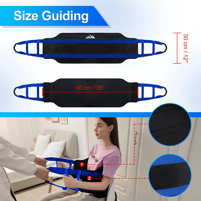 35 Inch Transfer Sling with 6 Padded Handles, Heavy Duty Gait Belt for Elderly Patient Transfer and Mobility Assistance