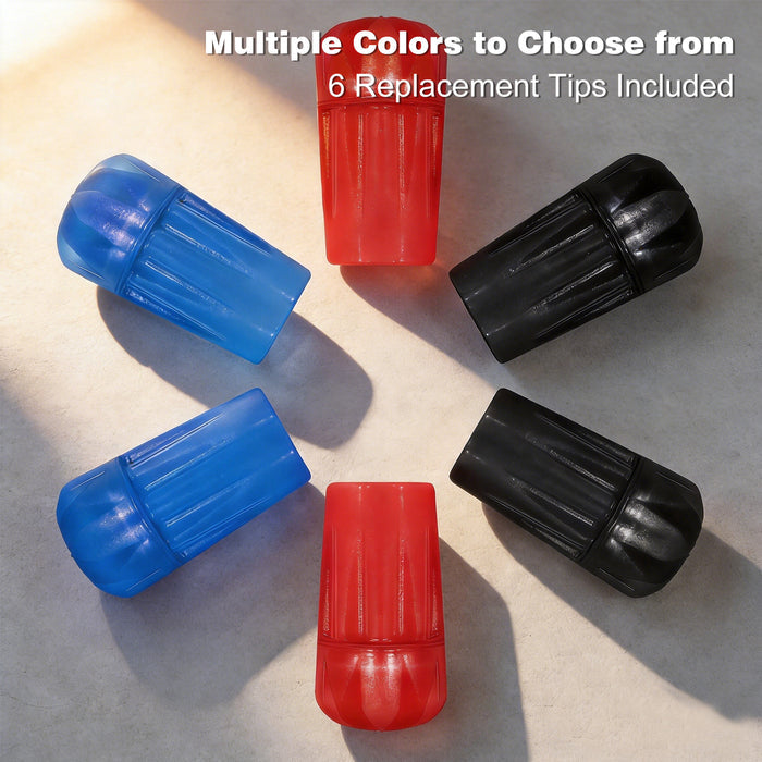 Trekking Pole Replacement Tips 6-Pack, Non-Slip Rubber Walking Stick Protectors for Hiking Poles and Trail Stability