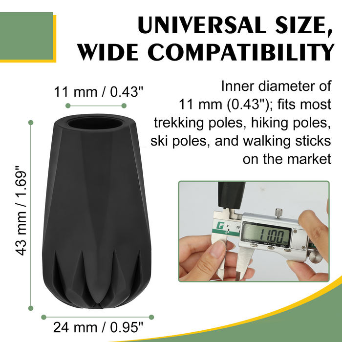Anti-Slip Rubber Trekking Pole Tips, 8 Pack Replacement Ends for Hiking Poles and Walking Sticks