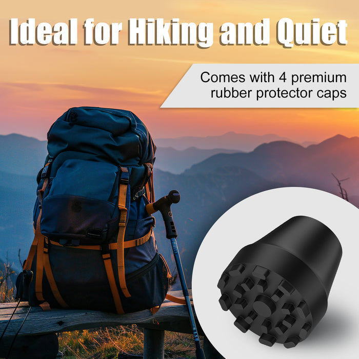 Trekking Pole Rubber Tips 4-Pack, Anti-Slip Shock Absorbing Feet