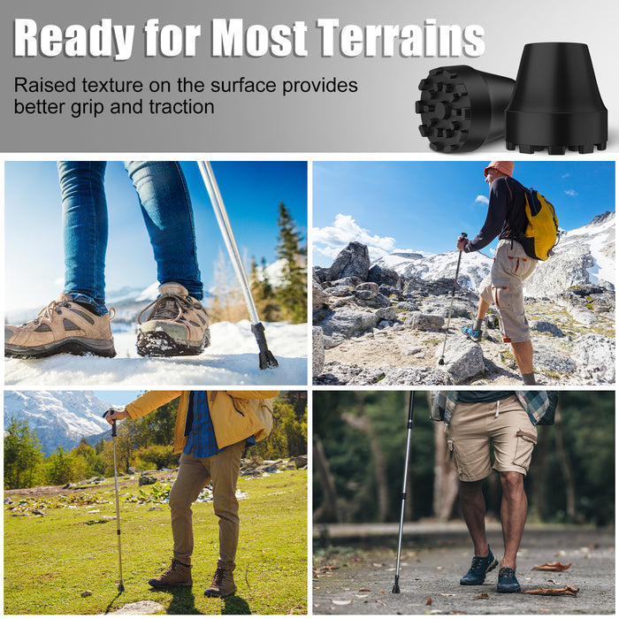 Trekking Pole Rubber Tips 4-Pack, Anti-Slip Shock Absorbing Feet