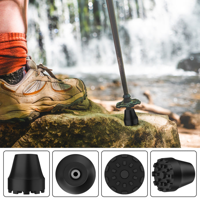 Trekking Pole Rubber Tips 4-Pack, Anti-Slip Shock Absorbing Feet